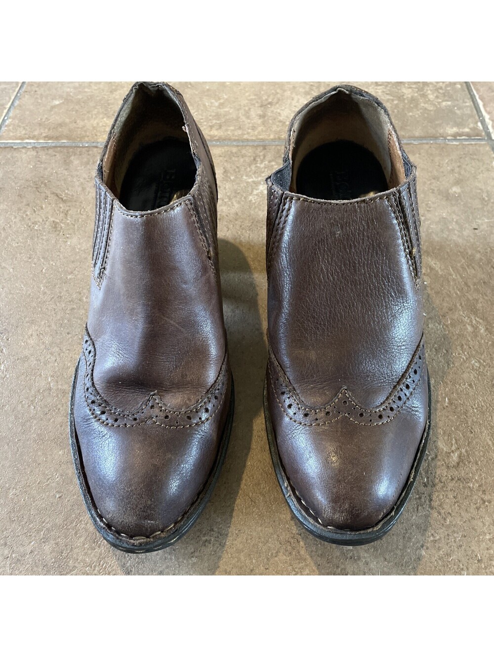 BORN Brogue Ankle Boot Women’s 8 Size Brown Leather Handcrafted…..